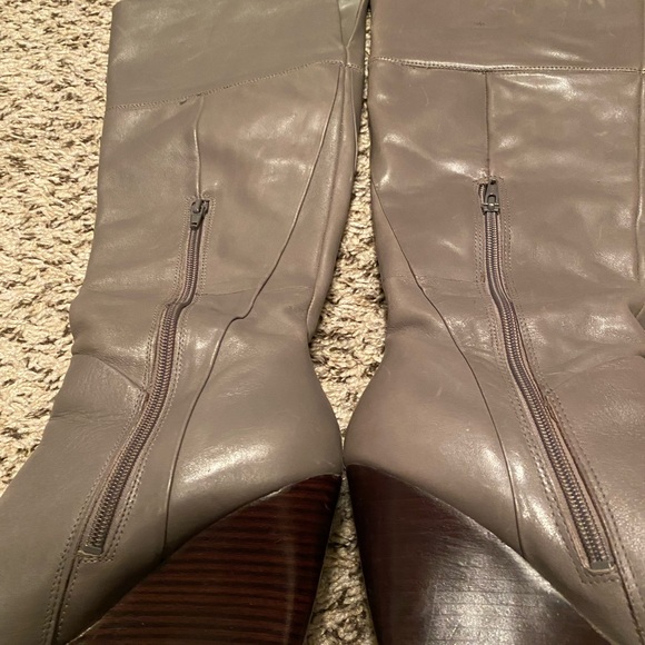 Gray leather knee high boots - Picture 3 of 5